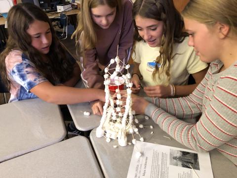 students building temples out of marshmallows