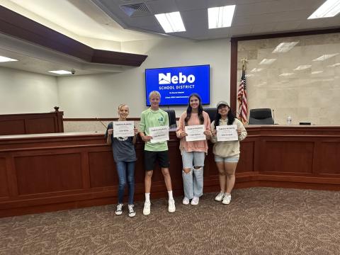 Josie (Girls' XC), Kade (Boys' XC), Kate(Girls' Tennis), and Amy (Student Government)