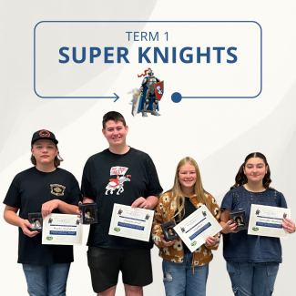 Term 1 Super Knights: Hayden, Coleman, Lucy, and Samantha